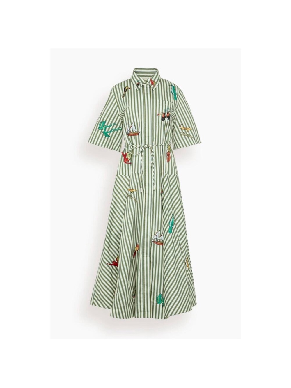 ALÉMAÏS Bisou Embroidered Shirtdress in Stripe